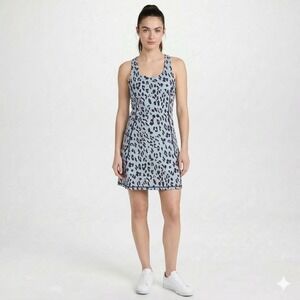 NWT Sweaty Betty Women's Power Workout Racerback Dress Blue Leopard S